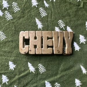 BARON SOLID BRASS CHEVY BELT BUCKLE #859 PREOWNED